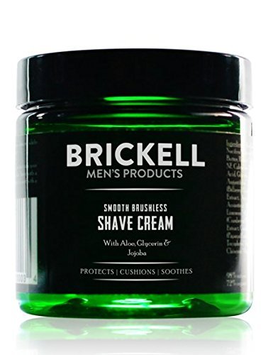 Brickell Men's Smooth Brushless Shave Cream for Men, Natural and Organic Smooth Shaving Lotion to Fight Nicks, Cuts and Razor Burn, 5 Ounce, Unscented