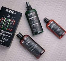 Brickell Men's Daily Face Cleanse Routine for Oily Skin, Alcohol Free Toner, Gel Facial Wash and Moisturizer, Natural and Organic, Scented