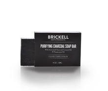 Brickell Men's Purifying Charcoal Soap Bar for Men, Natural and Organic Exfoliating Bar Soap Handmade with Activated Charcoal and Peppermint, 4 Ounce, Scented