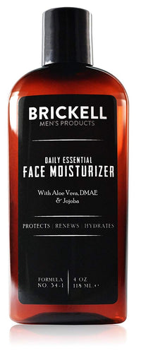 Brickell Men's Daily Essential Face Moisturizer for Men, Natural and Organic Fast-Absorbing Face Lotion with Hyaluronic Acid, Green Tea, and Jojoba, 4 Ounce, Scented