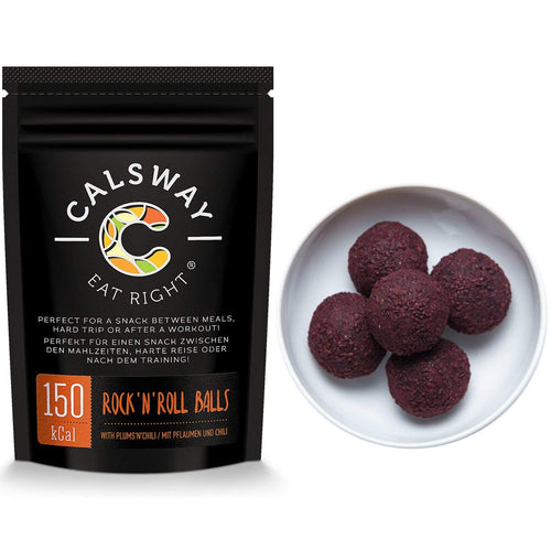 (Pack of 6) 150 Calories Plums & Chili Rock'n'Roll balls by Calsway, Source of Energy, great for Raw and Vegan diets