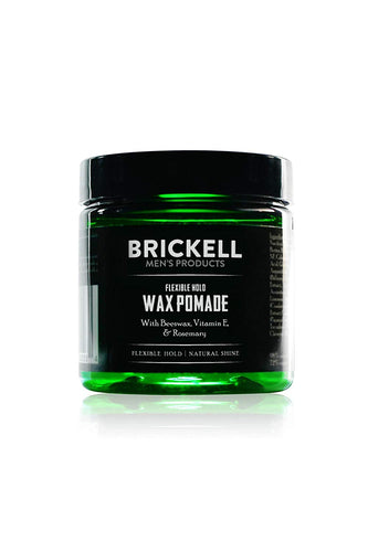 Brickell Men's Flexible Hold Wax Pomade for Men, Natural and Organic Irritation Free Natural Shine, 2 Ounce, Scented