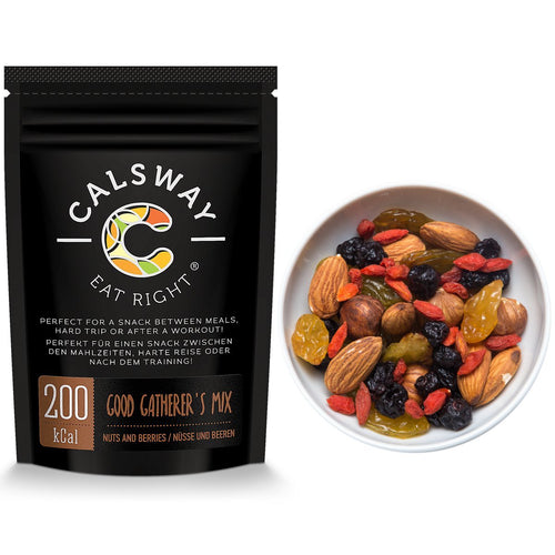 (Pack of 6) 200 Calories GOOD GATHERER'S Nuts and Berries Mix by Calsway - Almonds, Hazelnuts, Golden Jumbo Sultanas, Blueberries, Goji