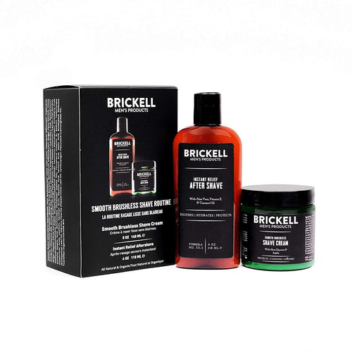 Brickell Men’s Smooth Brushless Shave Routine - Shave Cream & Aftershave