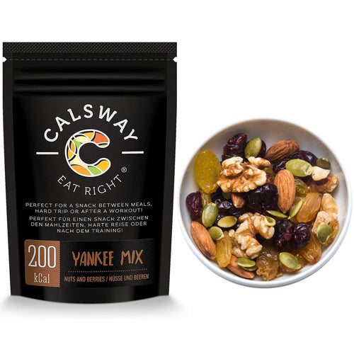 (Pack of 6) 200 Calories NEW WORLD Nuts and Berries Mix by Calsway - Almonds, Walnuts, Golden Sultanas, Cranberries, Pumpkin Seeds