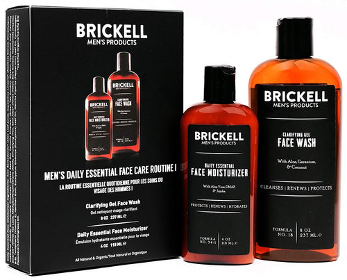 Brickell Men's Daily Essential Face Care Routine I - Face Wash & Face Moisturizer - Natural & Organic