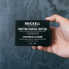 Brickell Men's Purifying Charcoal Soap Bar for Men, Natural and Organic Exfoliating Bar Soap Handmade with Activated Charcoal and Peppermint, 4 Ounce, Scented