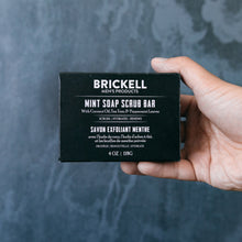 Brickell Men's Mint Soap Scrub Bar for Men, Natural and Organic Exfoliating Bar Soap Handmade with Tea Tree, Coconut and Peppermint Leaf, 4 Ounce, Scented