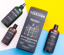 Brickell Men's Daily Face Cleanse Routine for Oily Skin, Alcohol Free Toner, Gel Facial Wash and Moisturizer, Natural and Organic, Scented